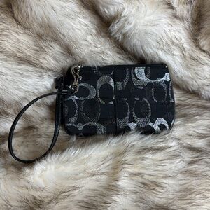 Coach Stylish Black and Silver Wristlet